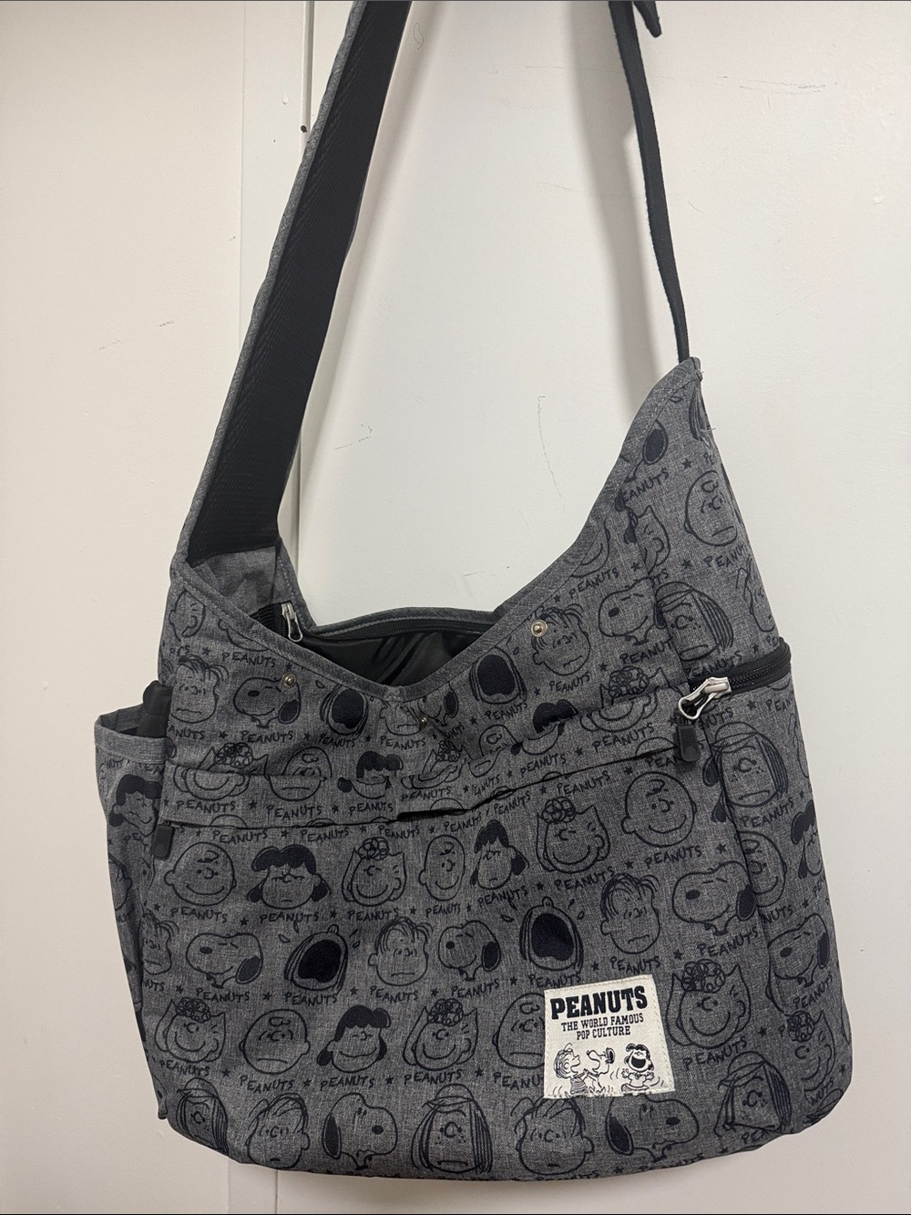 Peanuts Gray Printed Crossbody Shoulder Bag